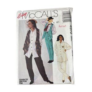 90s Easy McCalls 4970 Vest Shirt and Pants Sewing Pattern Size Small 10-12 CUT